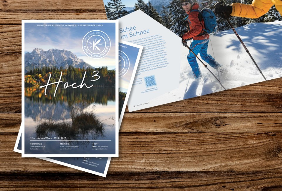 Cover Hoch³ Herbst-Winter 2024/2025, © Alpenwelt Karwendel | karlmeise | Coverbild: Rudolf Pohmann