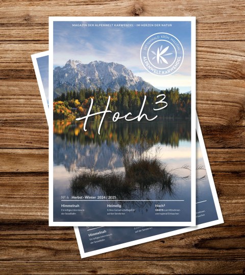 Cover Hoch³ Frühjahr-Sommer 2024, © Alpenwelt Karwendel | karlmeise | Coverbild: Rudolf Pohmann